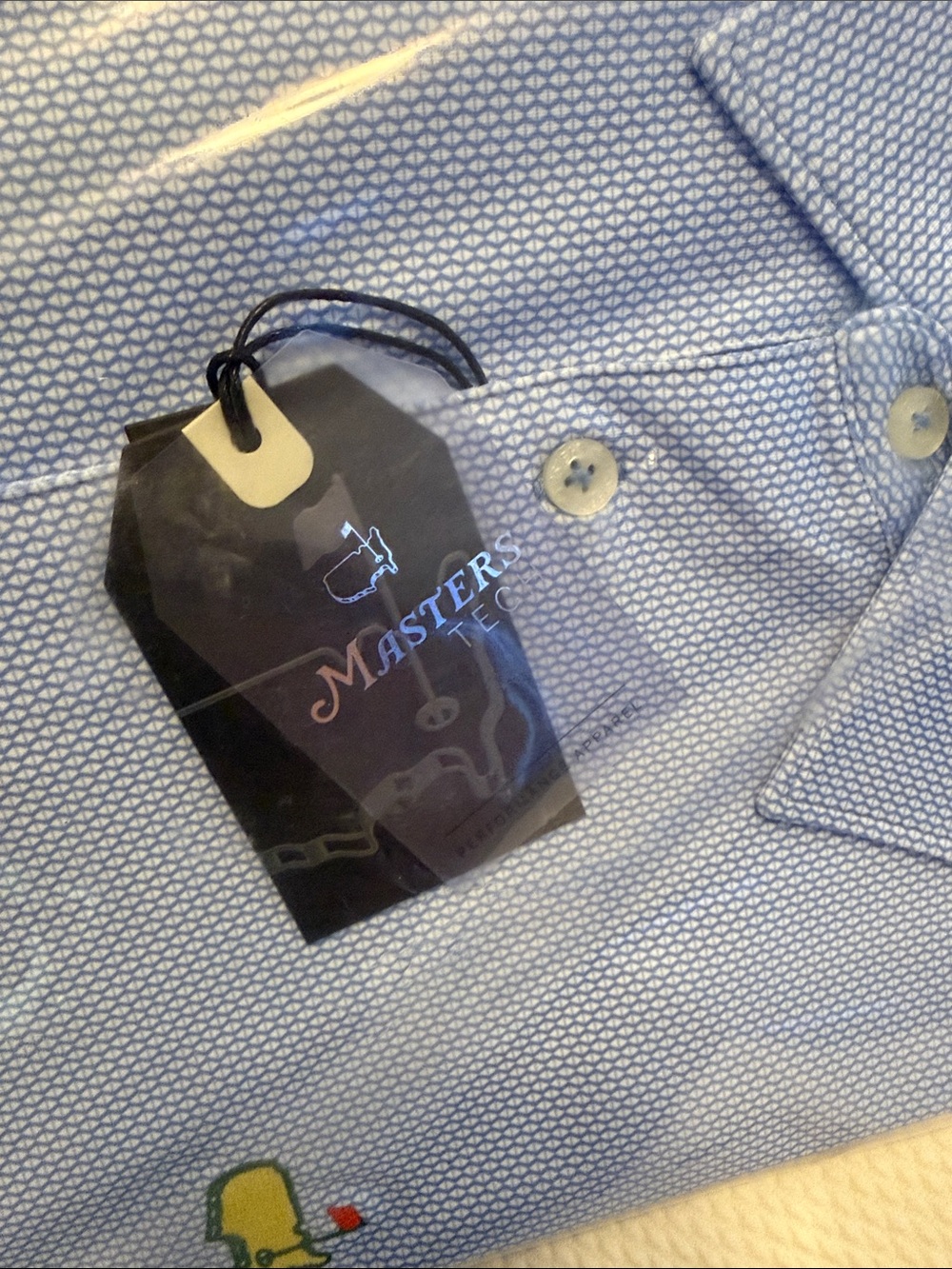 NWT Masters Light Blue Patterned Men's Golf Polo with Embroidered Logo - Picture 3 of 5